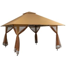 Brown 13 x 13 Ft Pop-Up Gazebo Outdoor Canopy w/ Mesh Mosquito Netting Sidewalls Brown 13 x 13 Ft Pop-Up Gazebo Outdoor Canopy w/ Mesh Mosquito Netting Sidewalls