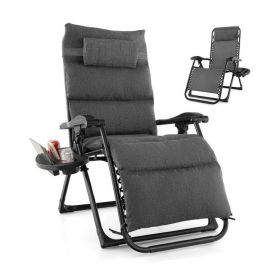 Grey Zero Gravity Adjustable Lounge Chair Removable Cushion Cup Holder Tray Grey Zero Gravity Adjustable Lounge Chair Removable Cushion Cup Holder Tray