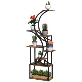 Plant Stand Indoor, 8 Tier 62" S-Shaped Plant Shelf, Corner Plant Rack for Multiple Plants, Carbonised Finish Plant Stand Indoor, 8 Tier 62" S-Shaped Plant Shelf, Corner Plant Rack for Multiple Plants, Carbonised Finish