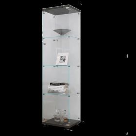 4 Shelves Glass Cabinet Glass Display Cabinet with One Door, Black 4 Shelves Glass Cabinet Glass Display Cabinet with One Door, Black